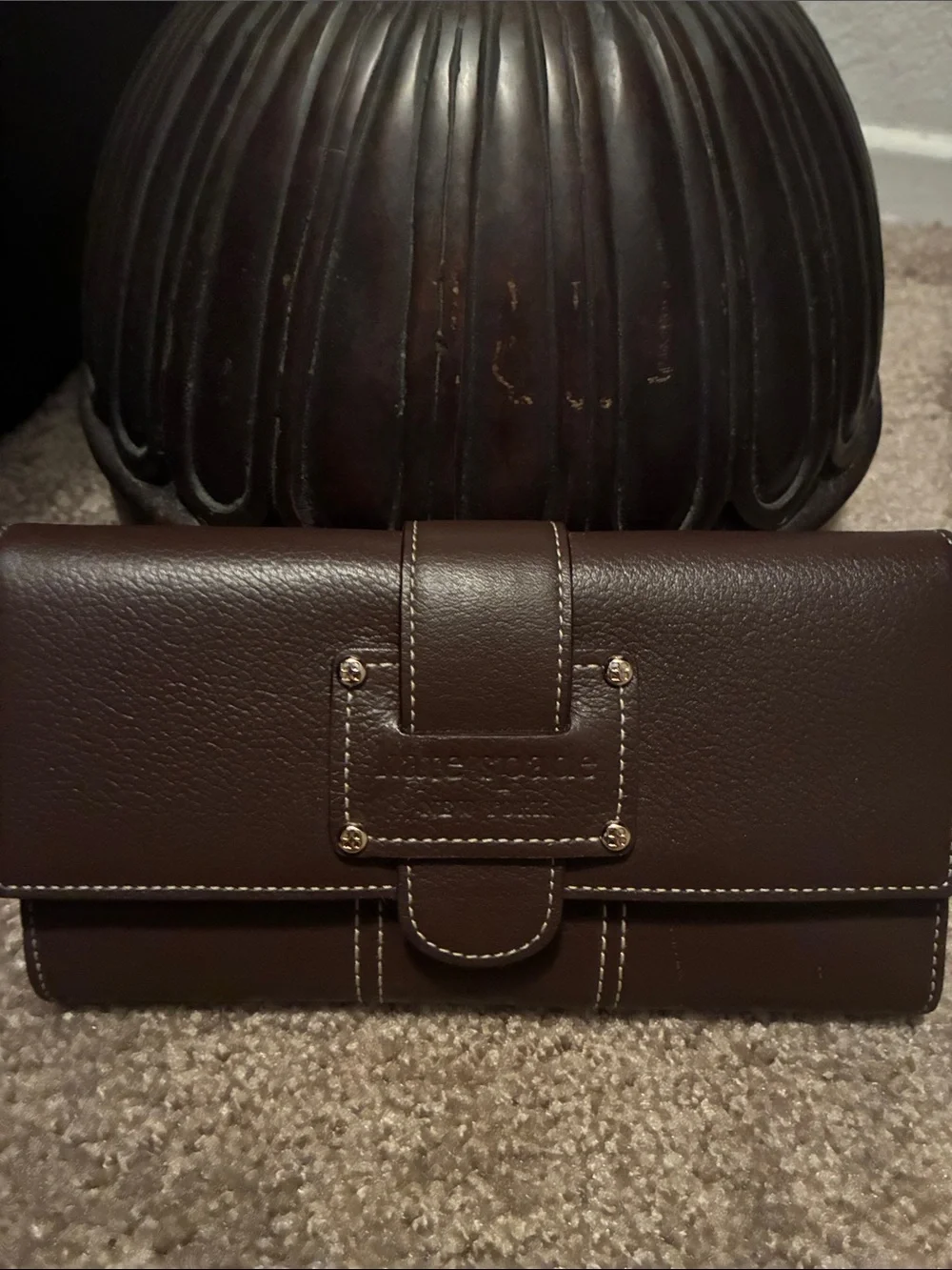 kate spade Brown Leather Men's Wallet with Contrast Stitching